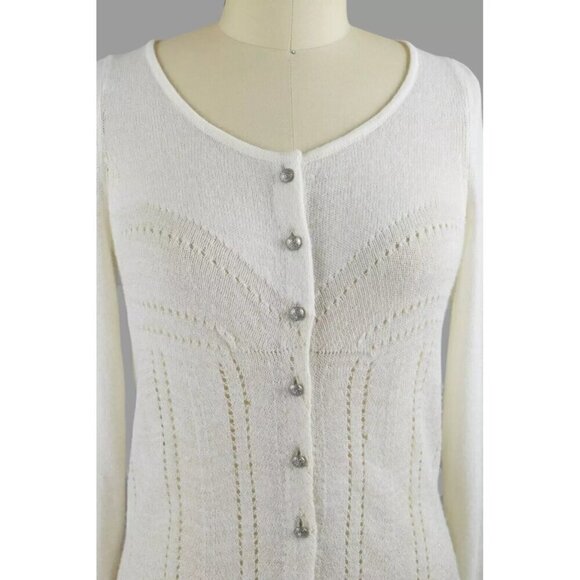 KNITTED & KNOTTED IVORY SHIMMER PALETTE CARDIGAN SWEATER - Picture 2 of 9